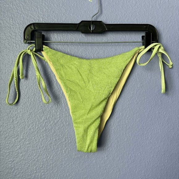 ZAFUL Shiny Silky Tie Side Tanga Bikini Swimwear Light Green Large Triangle - Picture 6 of 8